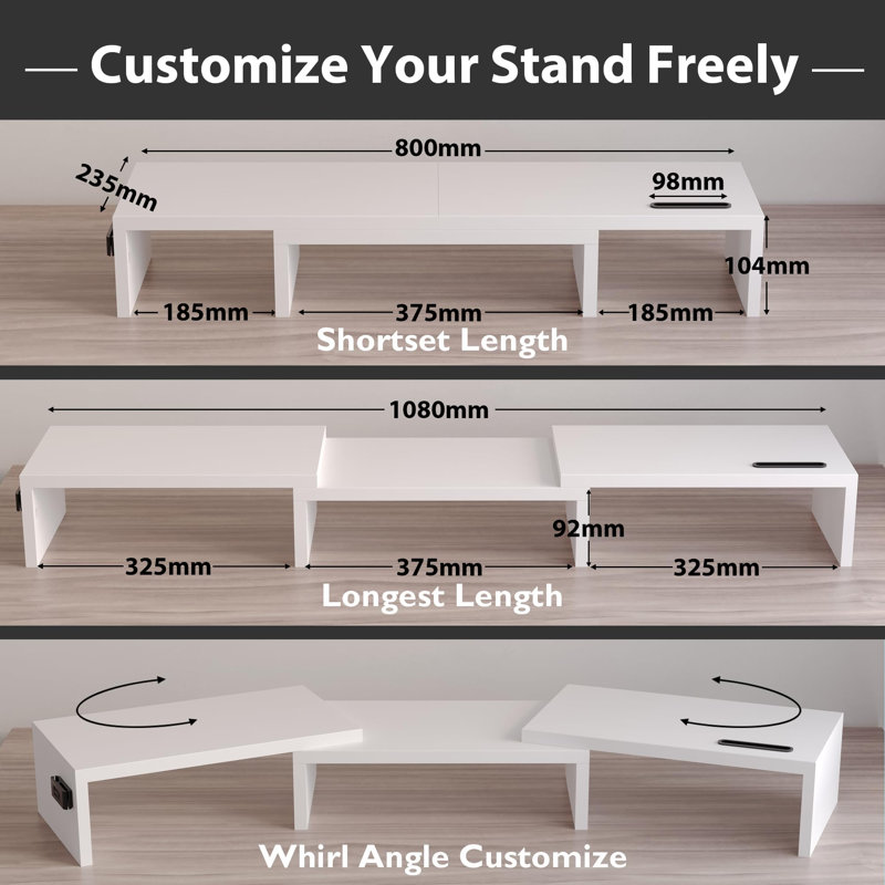 Manufactured Wood Monitor Stand, White