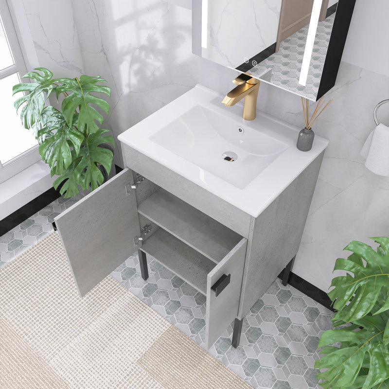 Ensemble de meuble-lavabo simple 24 po avec plateau en céramique Amator