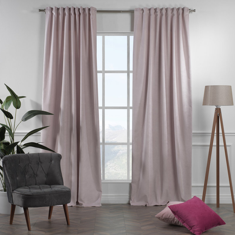 Rideau simple extra long et extra large en velours mat luxueux, 74 - rose clair, L 52 po x L 63 po