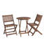 Ensemble bistro 3 pièces en bois d'acacia pour terrasse de jardin avec 1 table basse et 2 chaises pliantes teintées naturelles