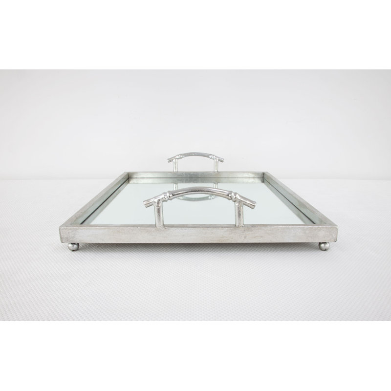 Lalana Decorative Tray, Antiqued Silver Leaf, 19" x 16"