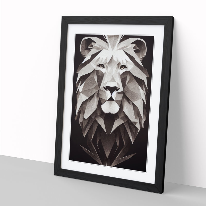 Lion Fantasy - Picture Frame Print, 64cm H x 46cm W x 2cm D, Black
