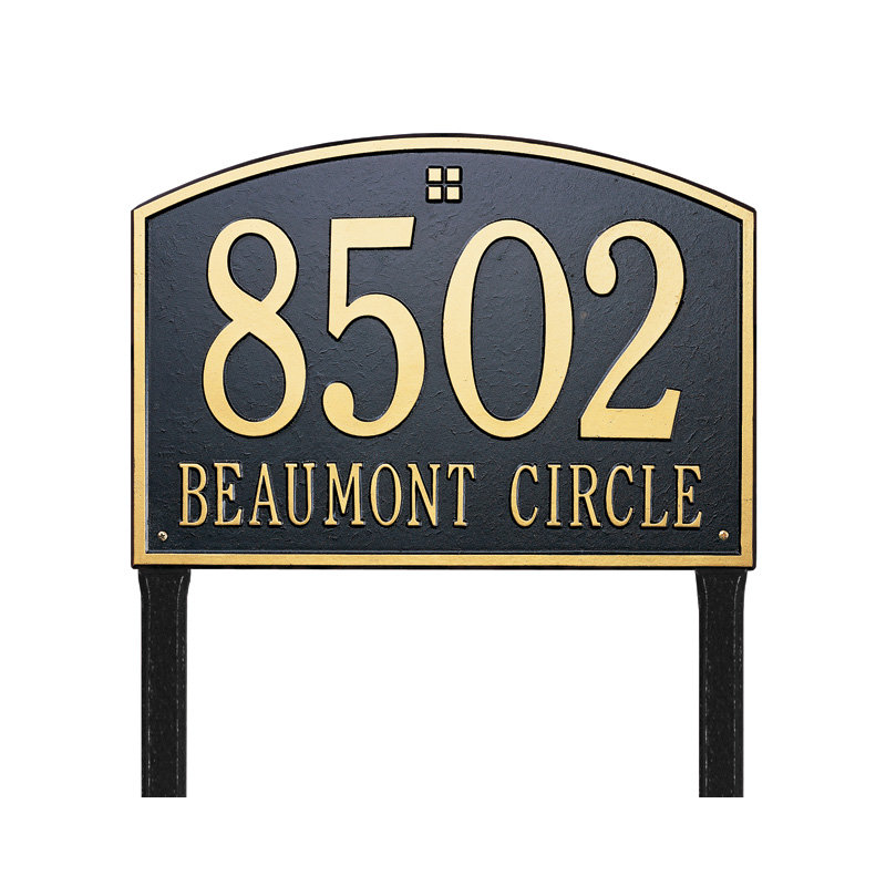 Cape Charles 2-Line Lawn Address Sign, Yes, Black and Gold