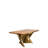 Waterfall 9-Piece Wood Top Dining Table Set with 8 Curved Off-White Velvet Chairs – Gold Geometric Base, Natural Brown Top, Brown & Gold Accent Chair Legs