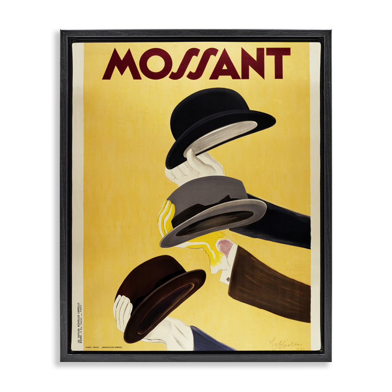 Cadre flottant rétro avec publicité haut de forme, design par Marcus Jules, H 31 po x l 25 po, Cadre flottant noir de jais