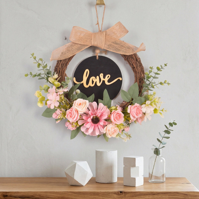 Couronne rose 16 pouces pour porte d'entrée