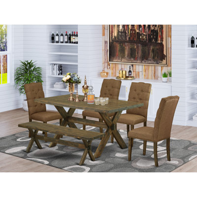 Aydrien 6 - Piece Rubberwood Solid Wood Dining Set by Red Barrel Studio