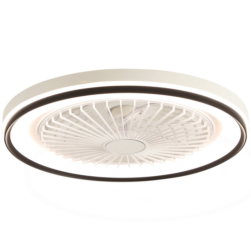 Ventilateur de plafond fermé à DEL 19 pouces à intensité variable avec lumière encastrée et télécommande à 6 vitesses pour la fête dans la chambre à coucher