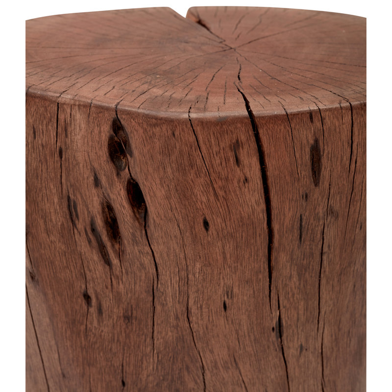 Brookleigh Solid Wood Stump Accent Stool, Teak