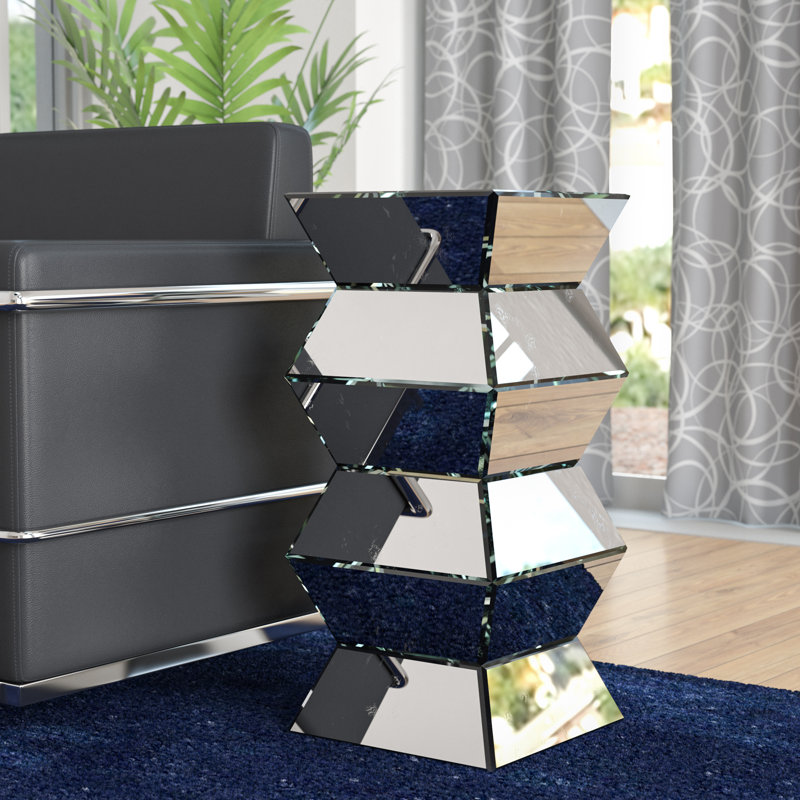 Carla Mirrored Glass Top End Table