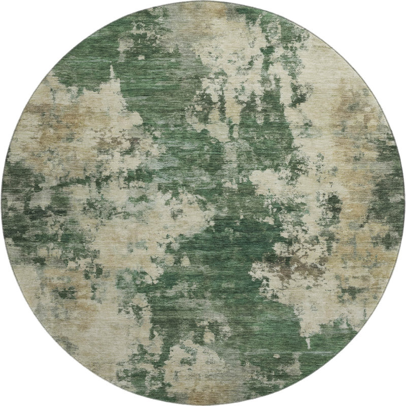 Premium Machine Washable Mayfield AMF2066 Abstract Rug, Fern, 8' Round