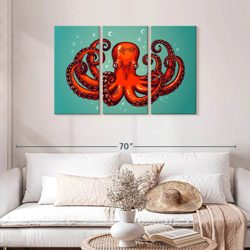 Mighty Red Octopus, 28" H x 45" W