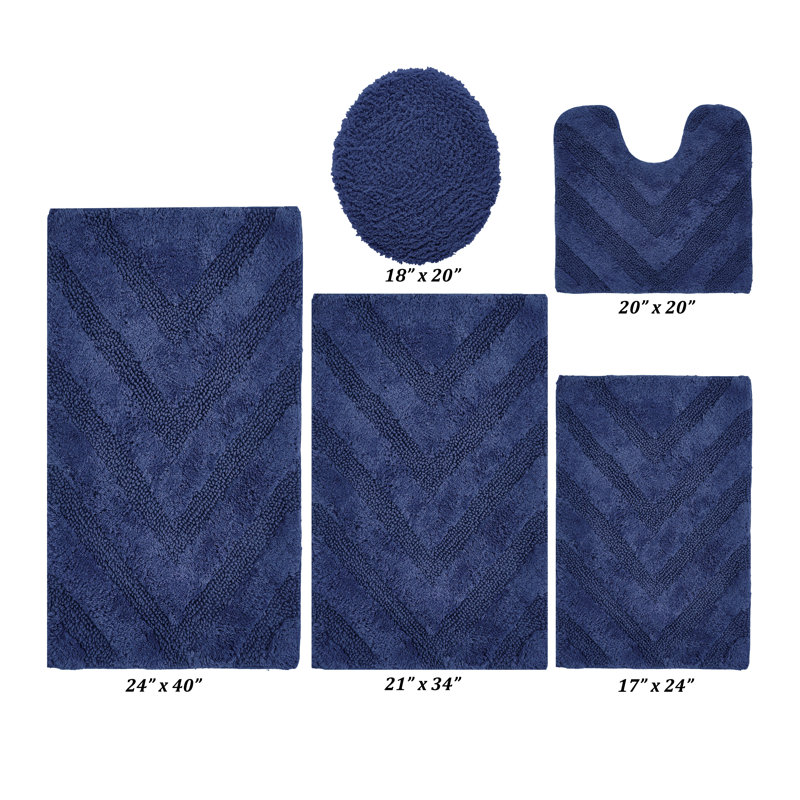 Ensemble de tapis pour salle de bain 6 pièces Annaclara Premium 100% coton 1990 GSM, Marine