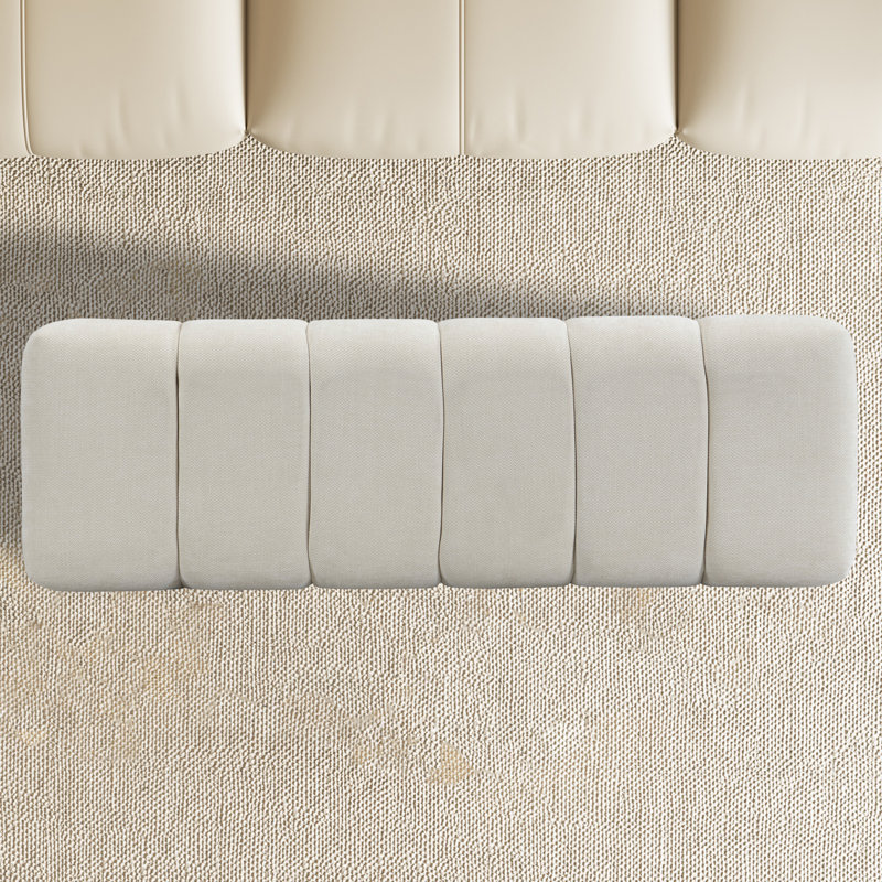 50" W Upholstered Bench, Beige