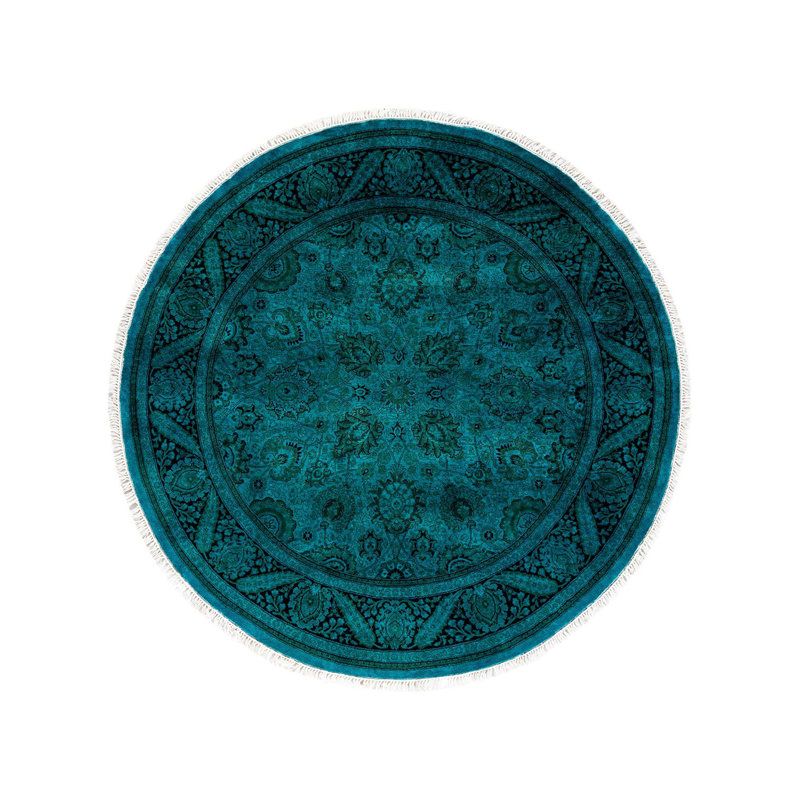 Tapis bleu noué à la main de conception unique Holsworth - bleu