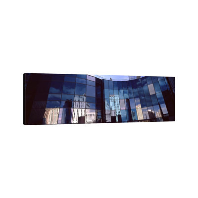 Reflection Of Skyscrapers In The Glasses Of A Building, City Center, The Strip, Las Vegas, Nevada, USA - Wrapped Canvas Panoramic Print