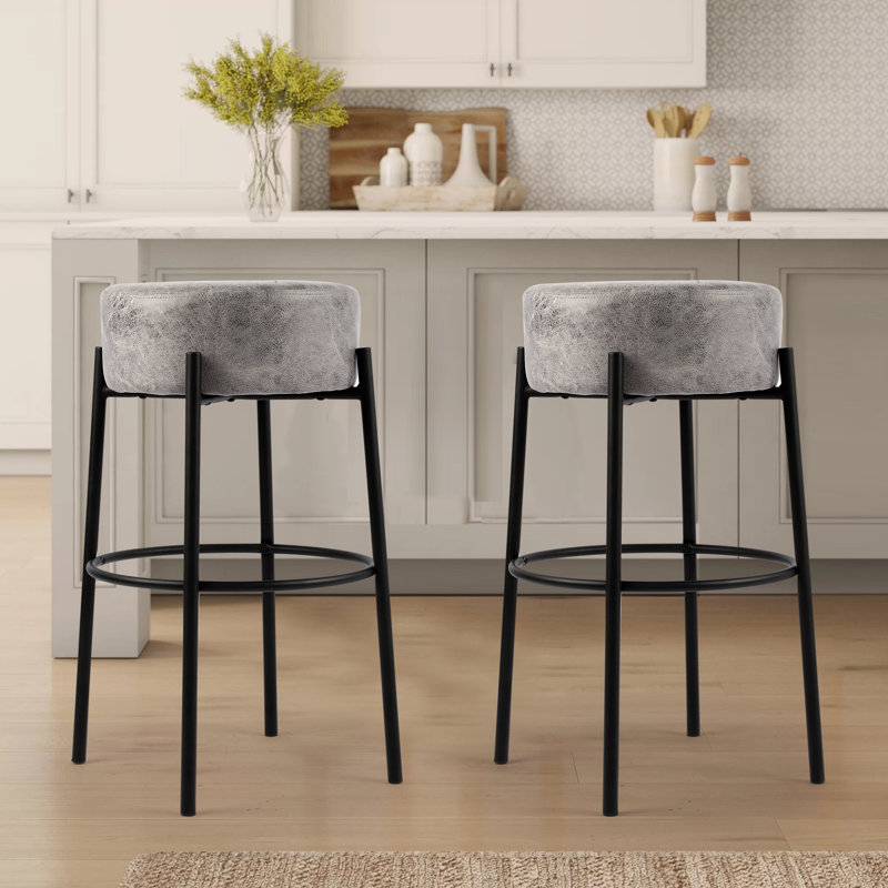 Tabouret Kennley, Gris, Tabouret de bar (siège d'une hauteur de 29,75 po)