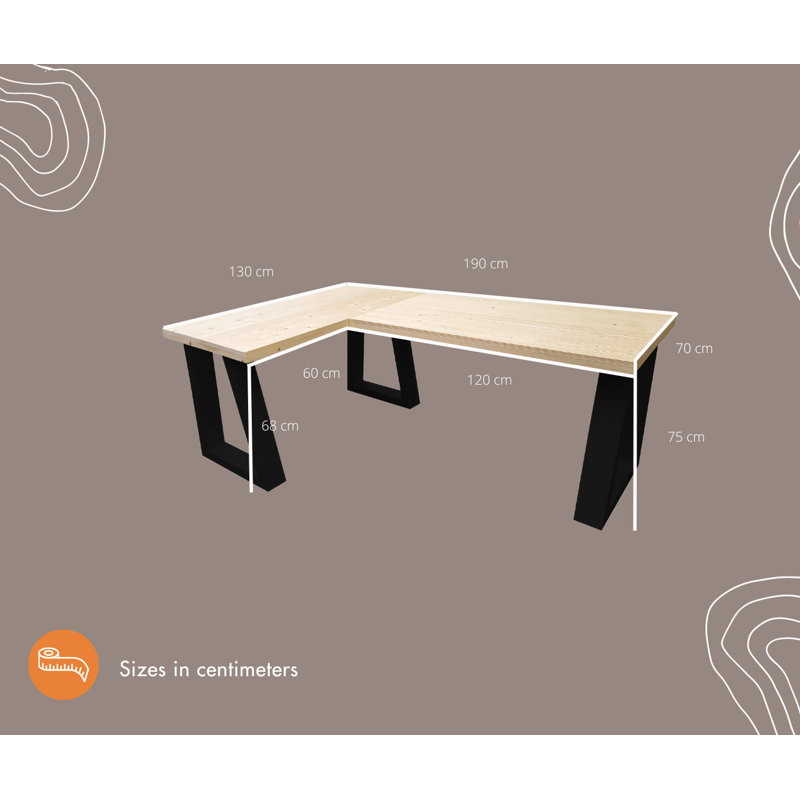 Agirta Commercial Use Rectangle Writing Desk, 75" H x 120" W x 70" D, Black, Natural