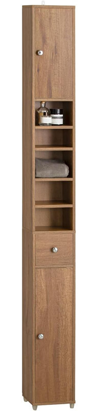 Munford Freestanding 20cm W Linen Cabinet, Dark Wooden Effect