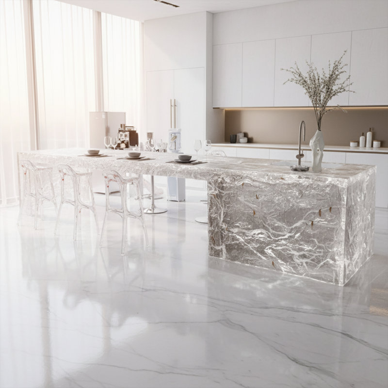 Luxury Ocean-inspired Large Kitchen Island – Modern Kitchen Island Table & Designer Kitchen Decor