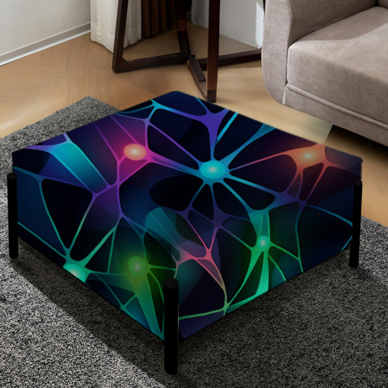 Poupart Lumineux Neon Silhouette - Grand repose-pieds carré géométrique