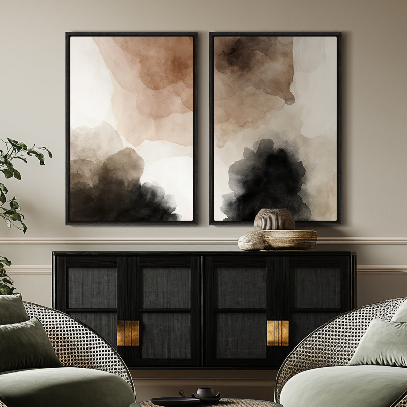Art mural encadré sur toile, rétro muraux abstraits pour chambre à coucher, Noir, H 24 po x l 16 po