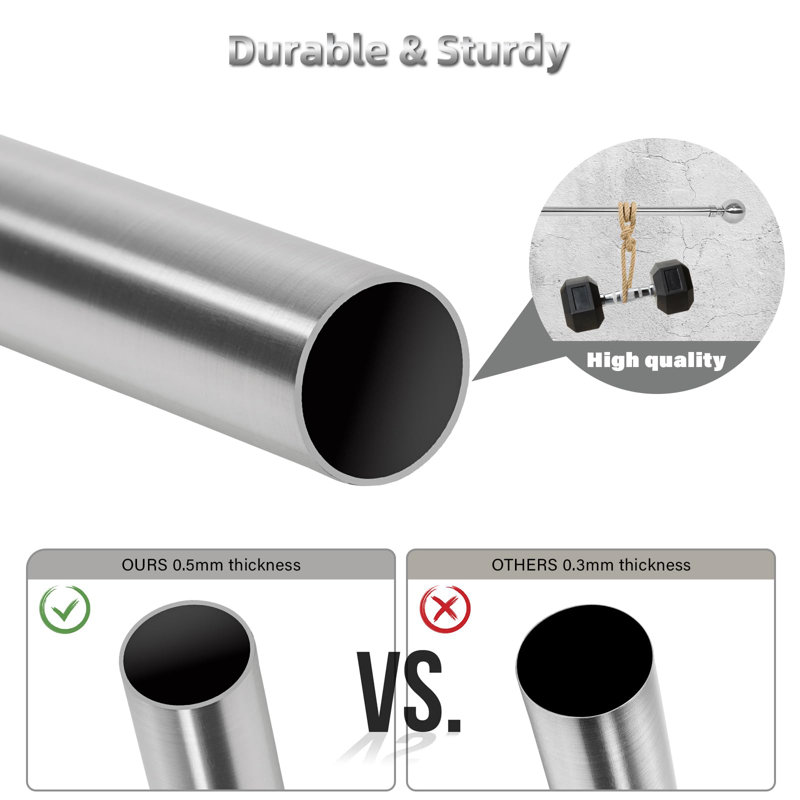 Demeturis Curtain Track/Rail, 120cm - 210cm, Brushed Nickel