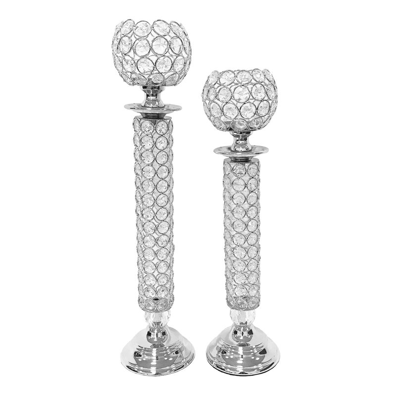 Briseida 19'' H Tabletop Candlestick, Silver