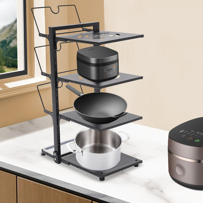 Rangement de casseroles et comptoirs 4 niveaux, Noir