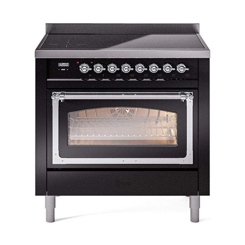 ILVE Nostalgie II Noblesse 36 in Induction Range, Glossy Black/Chrome