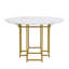 Ensemble de table de salle à manger de cuisine extensible 5 pièces pour petits espaces - plateau rond en faux marbre avec structure, 4 chaises rembourrées, conception pliable compacte-1098474204-1098474203