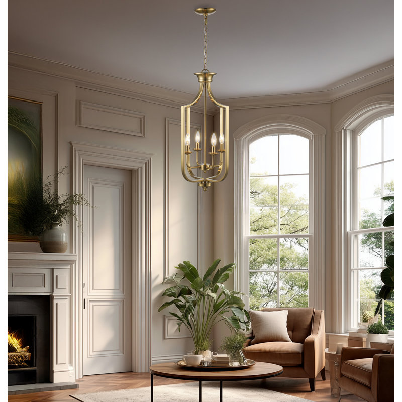 4-Light Chandelier, Médium, Or antique