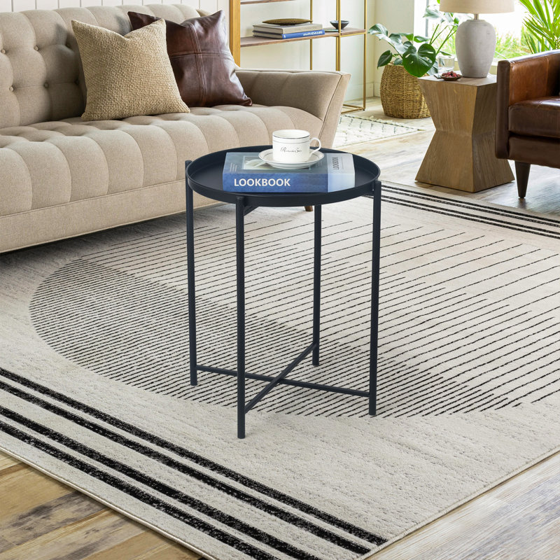 Iron Tray Top End Table, Black