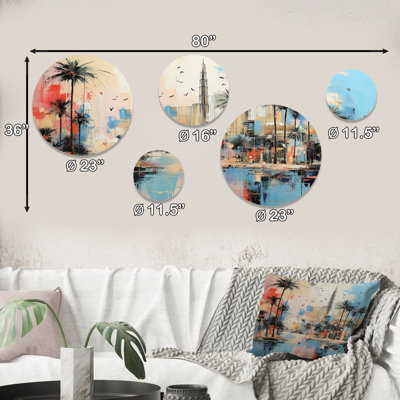 Ensemble de 5 superpositions d'art murales rondes en dubai