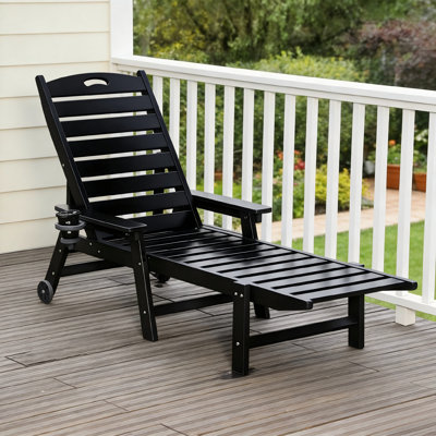 Outdoor Adjustable Chaise Lounge Chair, Black