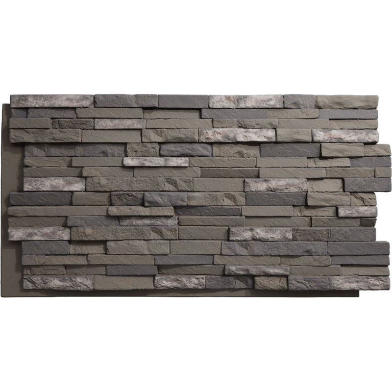Panneau de pierre synthétique EverStone Eldorado, l 48 po x H 25 po x P 1 po, couleur granite minuit, Midnight Granite