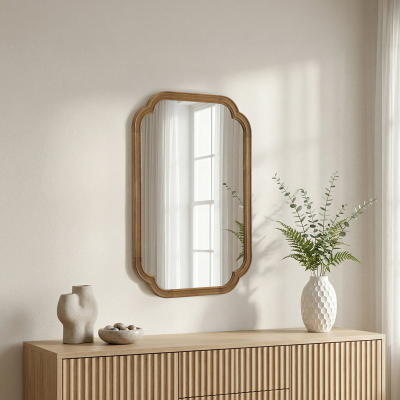 Miroir mural Ali, 30 po x 20 po, 1, Bois naturel