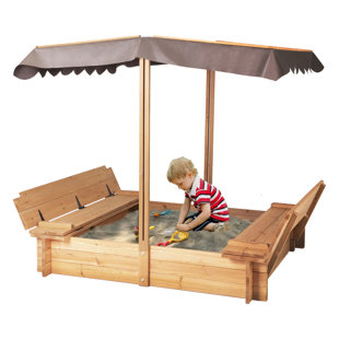 Badger Basket 46.5'' x 9.5'' Solid Wood Square Sandbox with Cover