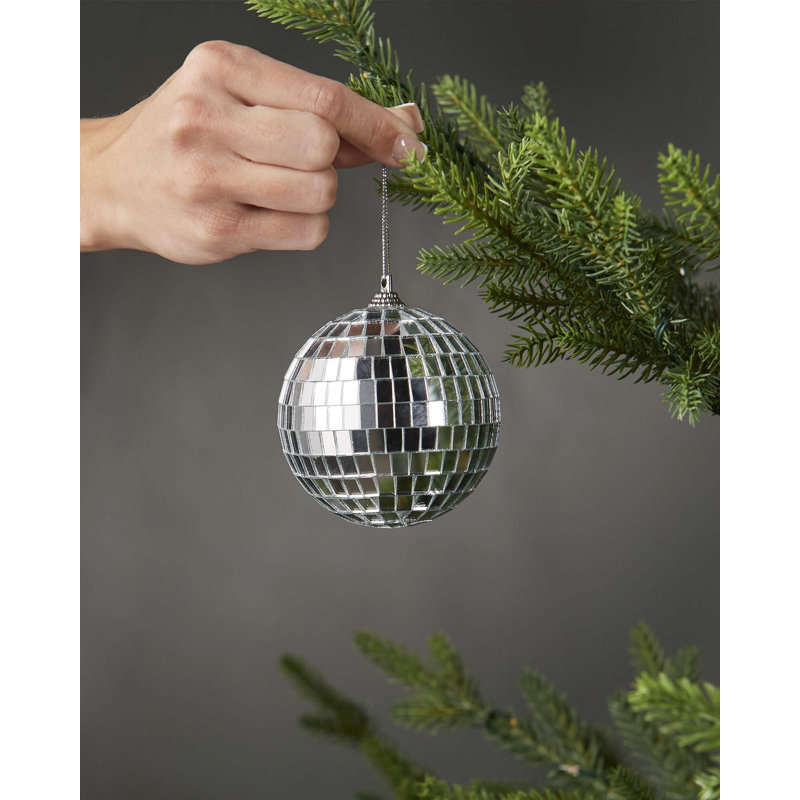 8cm Glass Ball Ornament, Silver