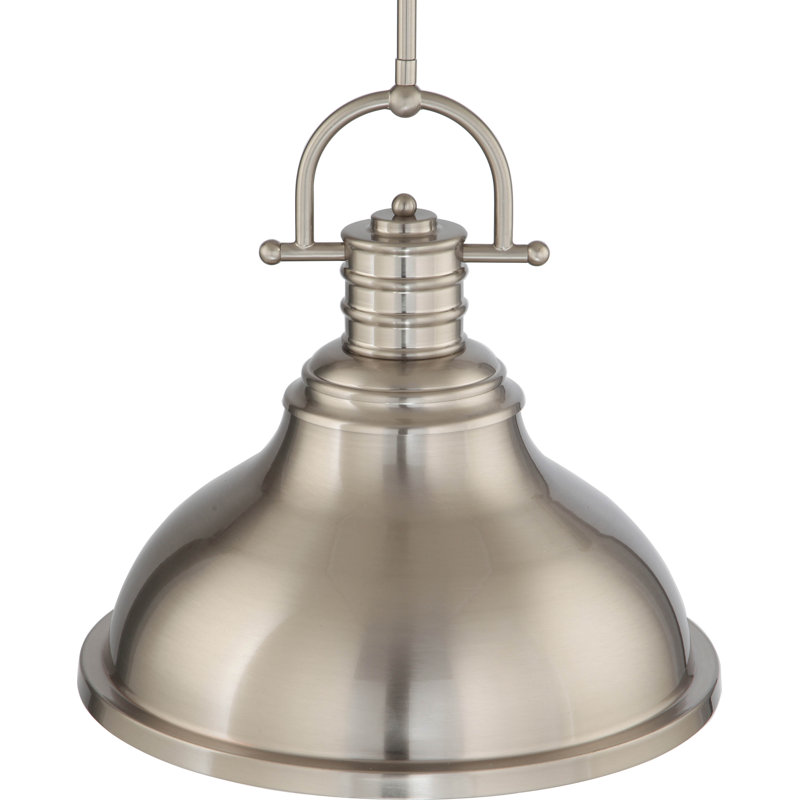  Abbie-J 1-Light Indoor Brushed Nickel Downrod Mini Pendant with 15.75"W Bell-Shaped Bowl, Brushed Nickel