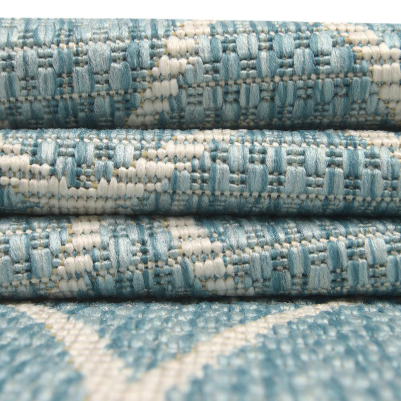 Light Aqua Gitter Indoor/Outdoor Trellis Rug, Round 10'