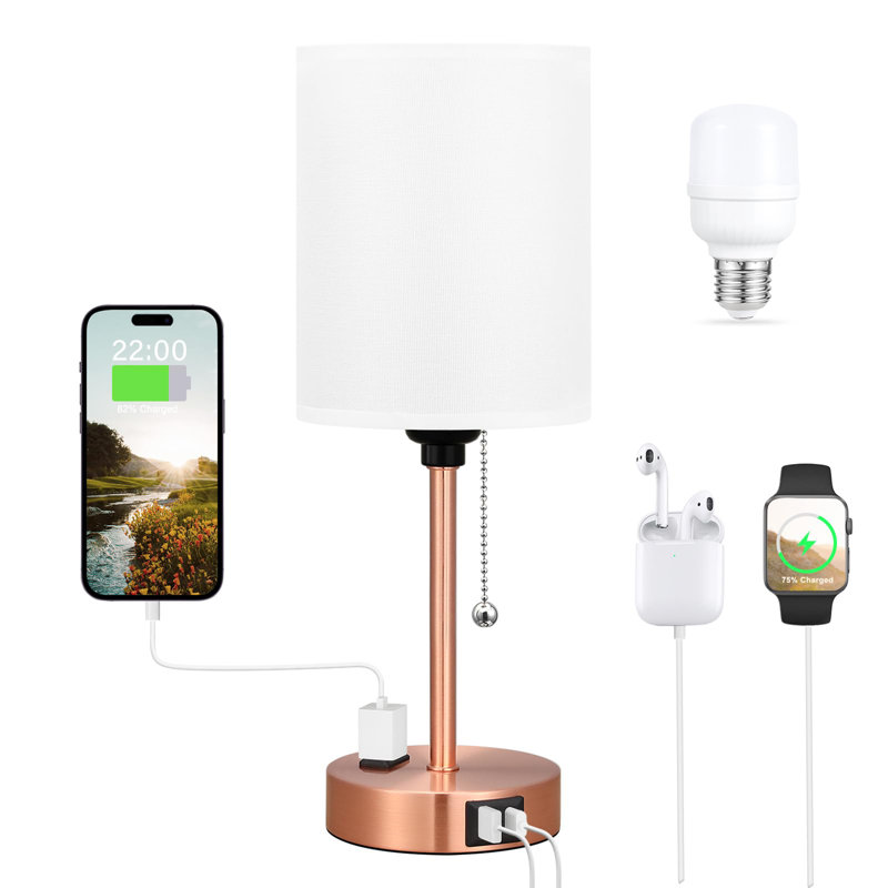 Petite lampe de table de chevet pour la chambre à coucher, Laiton, Blanc