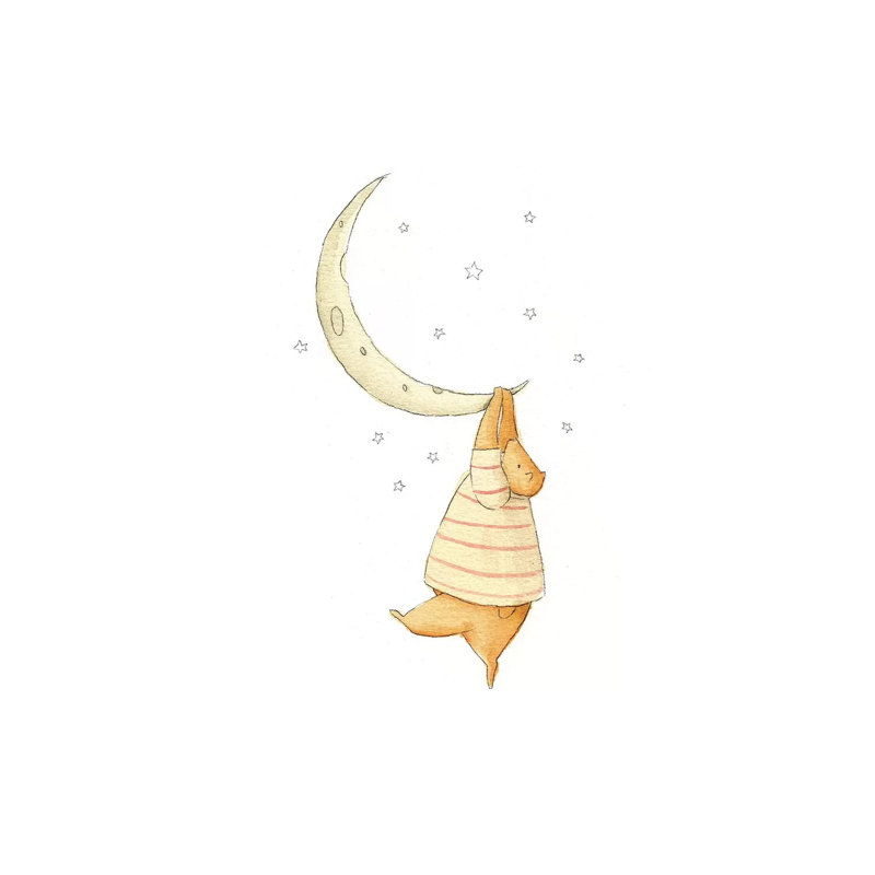 «Stuck On The Moon I» par Mike Koubou - impression d'art graphique, H 12 po x l 8 po x P 0,75 po, Toile tendue