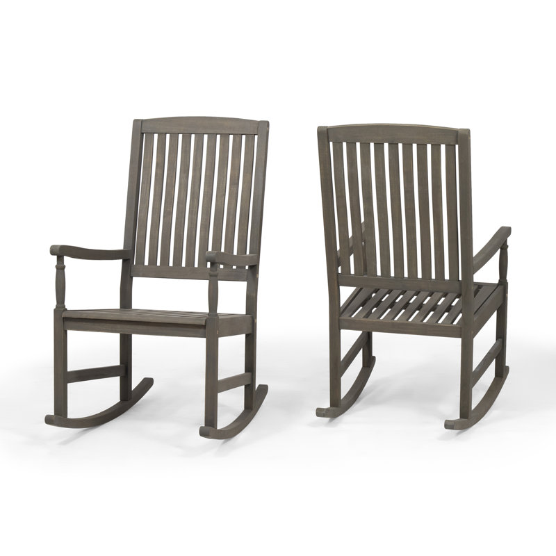Chaise berçante en bois massif Mccomb, Gris
