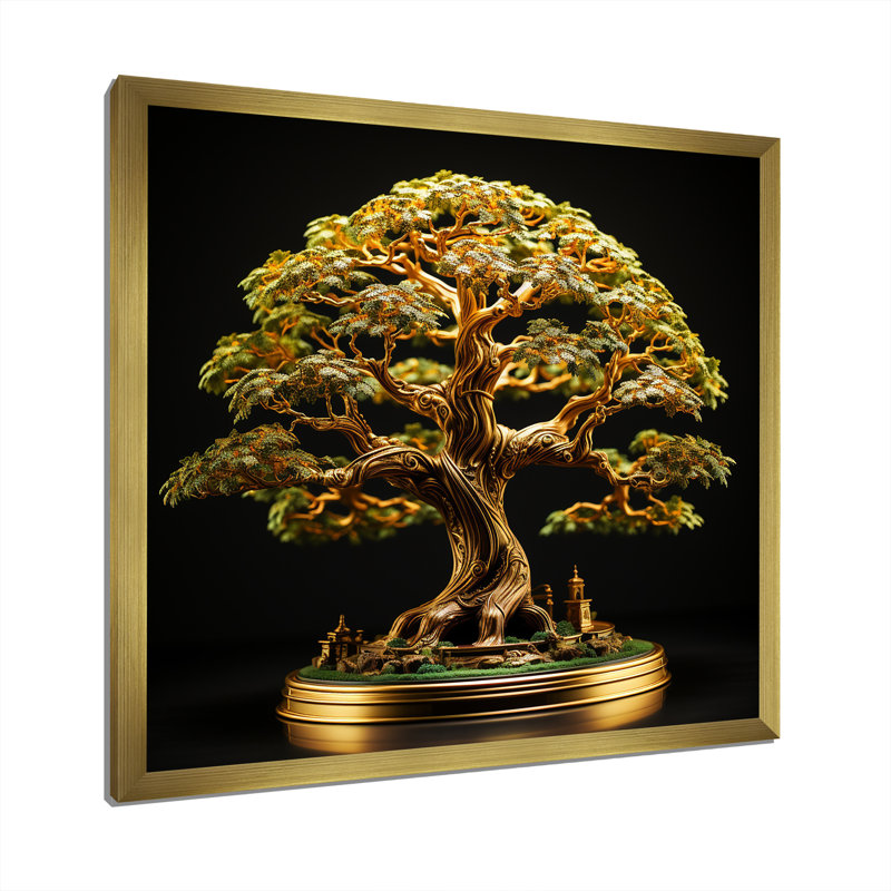 " Bonsai Tree Tranquility Expression ", 30" H x 30" W x 1" D, Gold Single Picture Framed