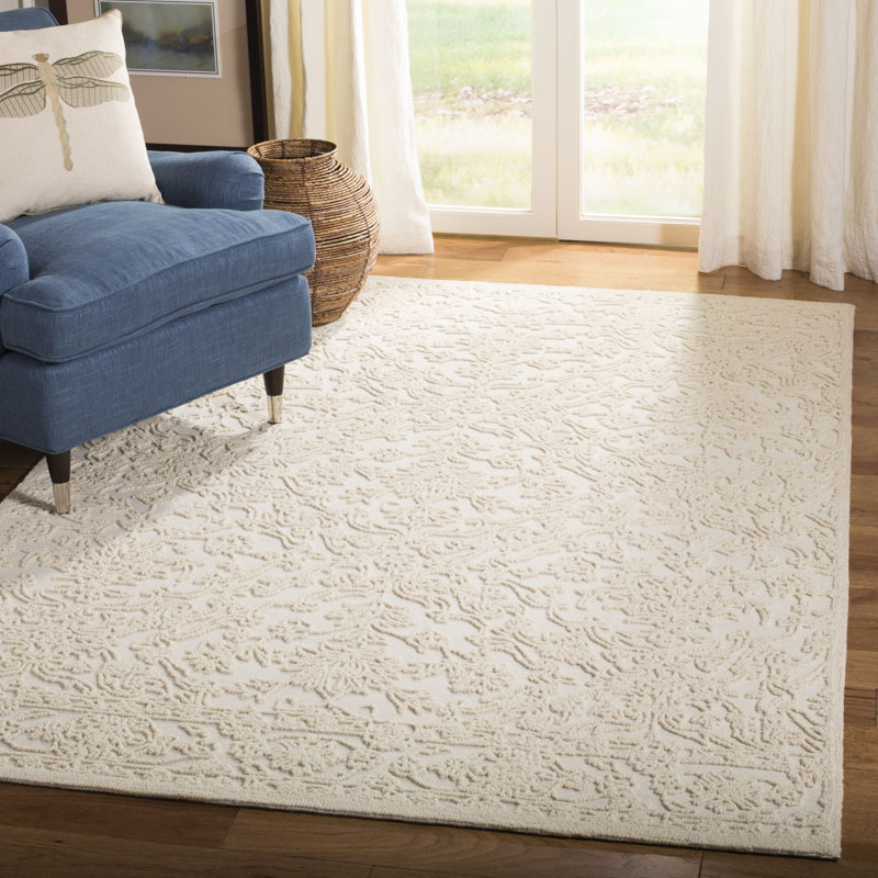 Marys Trace Hand Tufted Wool And Cotton With Latex Solid Color Rug, Round 4'