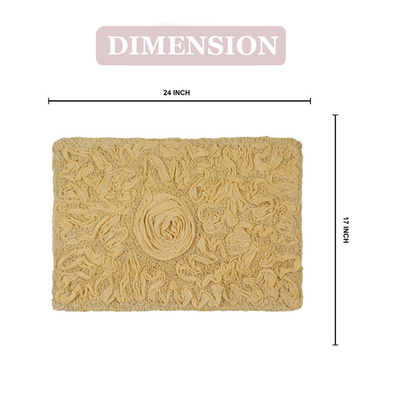 Skammel Cotton Non-Slip Bath Rug, Yellow
