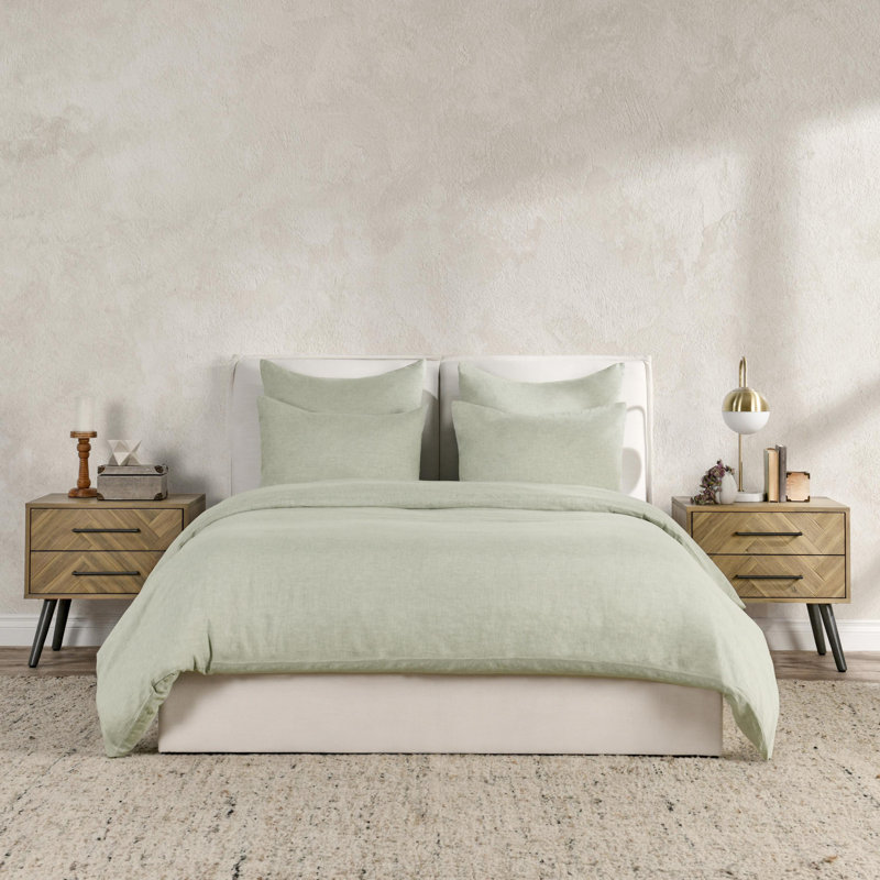Brooke Duvet Cover, Green, Queen Duvet Cover