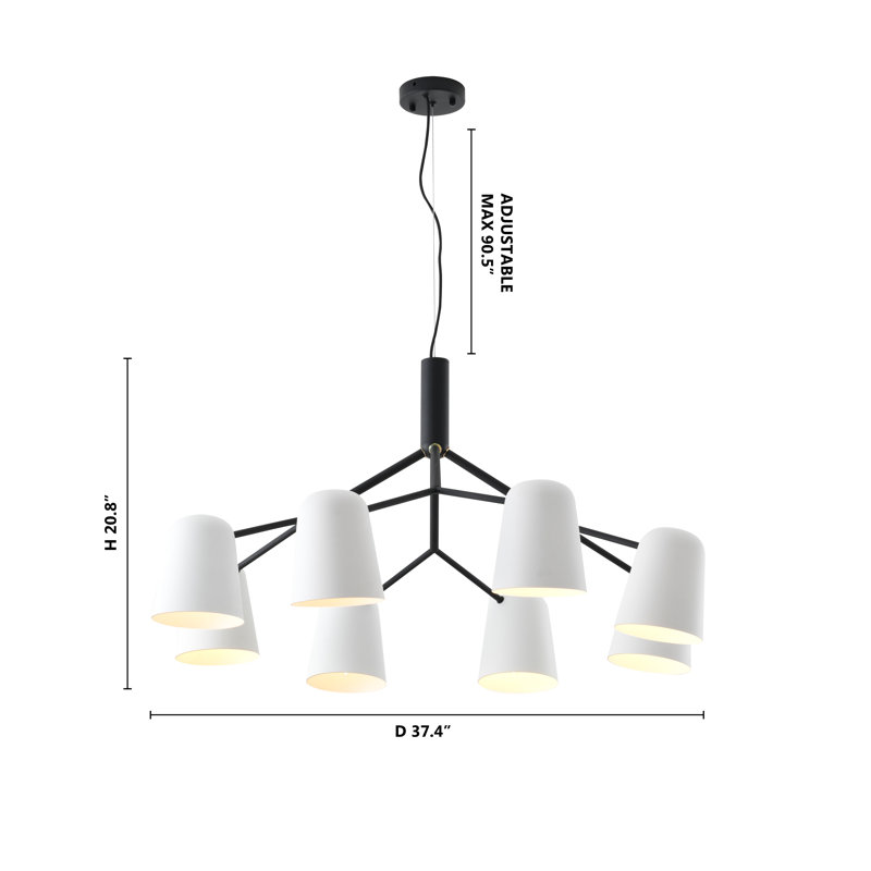 Lustre noir moderne à 8 lumières Loachapoka