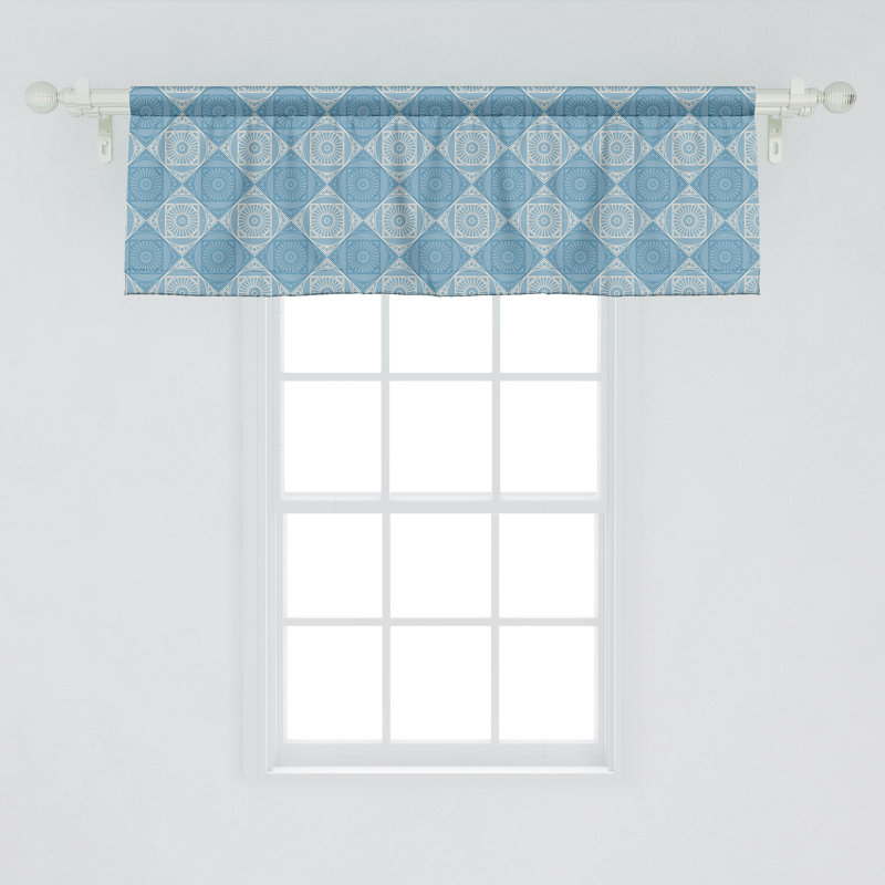Cantonnière Ambesonne - ensemble de 2 formes égyptiennes - bleu sarcelle et jaune pâle, L 54 po x L 12 po